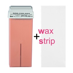 ROLL ON WAX + WAX STRIP KIT, HAIR REMOVAL, PINK 80 ML - MADE IN ITALY